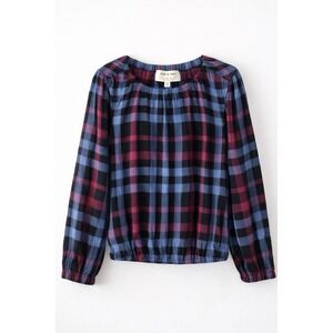 Anthro Cloth & Stone Plaid Top Medium Peasant Boho Top Flowy Lightweight Relaxed